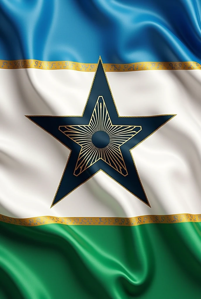 Create new puntland flag that has a star it's colour is white blue gold and green