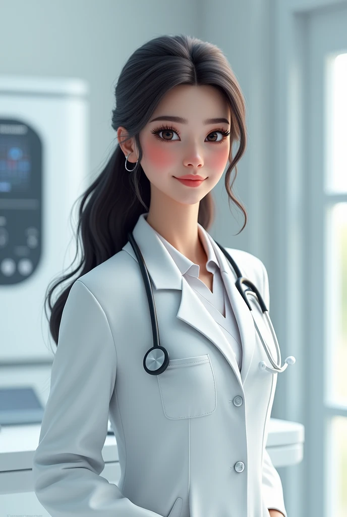 One attractive figure female doctor 3d animation style