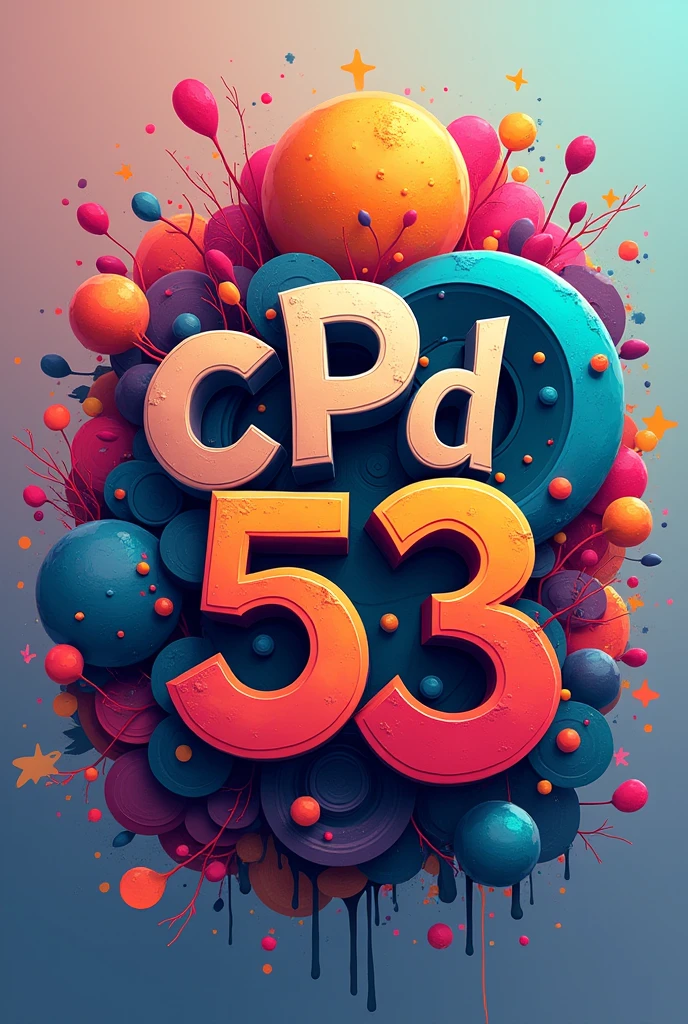 Create logo with letters " CPD 53" a logo in artistic style, colorfully , round