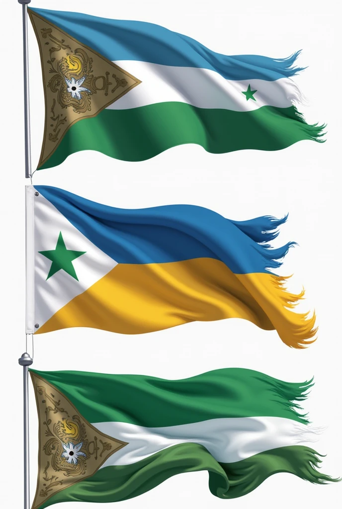 Create 4 new puntland flag that has a star and eagle it's colour is white blue gold and green