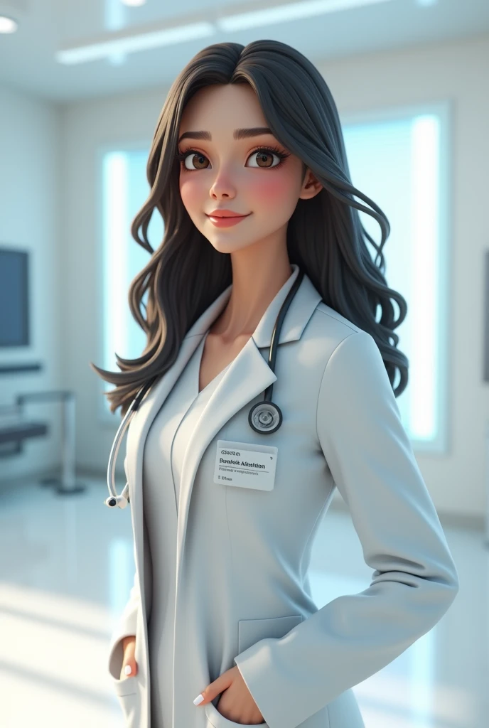 One attractive figure female doctor 3d animation style 