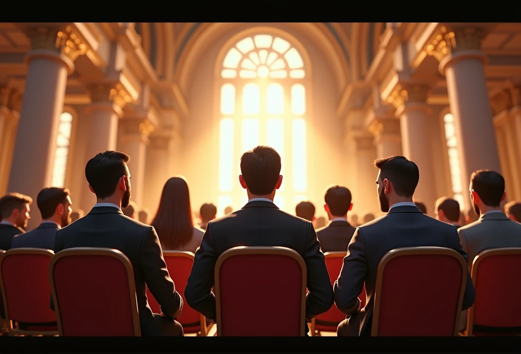 wide back view of successful entrepreneurs small crowd , sitting down in a majestic hall, pixar character, pixar renderman render, pixar octane render, pixar. octane render, as a pixar character, pixar portrait 8 k photo, depicted as a pixar character, pixar render, ideal pixar character, 3d model pixar render, render in pixar, by Pixar, pixar 3d render, facing the viewer