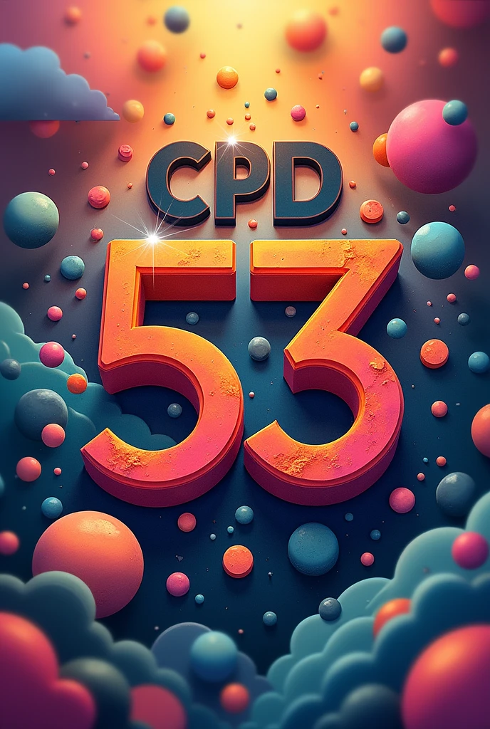 Create logo with letters " CPD 53" a logo in artistic style, colorfully , round