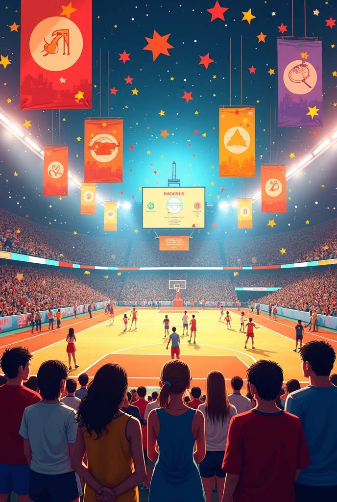 Idea for a sports meet house decoration on the theme "Unity Through Sports: Celebrating Diversity and Teamwork”