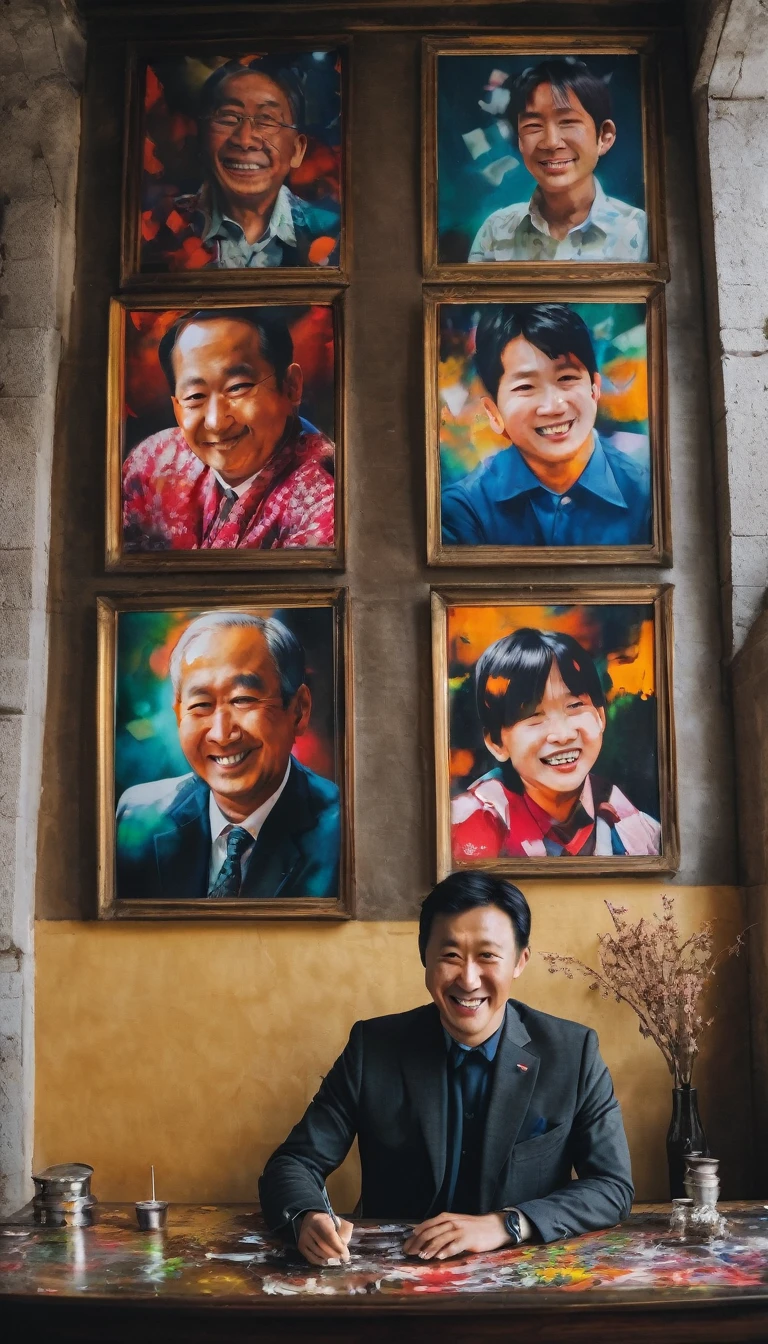 A young businessman who succeeds in self-growth、Create an image depicting your moment of success。Please provide an anatomically correct depiction of the body.。 この画像にteeth、ビジネスマンteeth自信と満足感を感じる、彼teethガッツポーズをしているのが示されている, and the people around him々teeth、、His colleagues and leaders surrounded him with excitement and smiles.、サポートしてくれるのを見るのteeth素晴らしいことだろう.。 、Pay attention to the background and props。finally、Success conveys joy and hope..、Please provide images with a bright and positive atmosphere..。、Sharp focus, figure, art:Kahne Griffith and Vadim Kashin, graffiti airbrush techniques, High resolution, Accent lighting, Contrast with bright paint colors、Deep writing depth、Tabletop、High Contrast、Ultra-detailed、People around me are praising me
