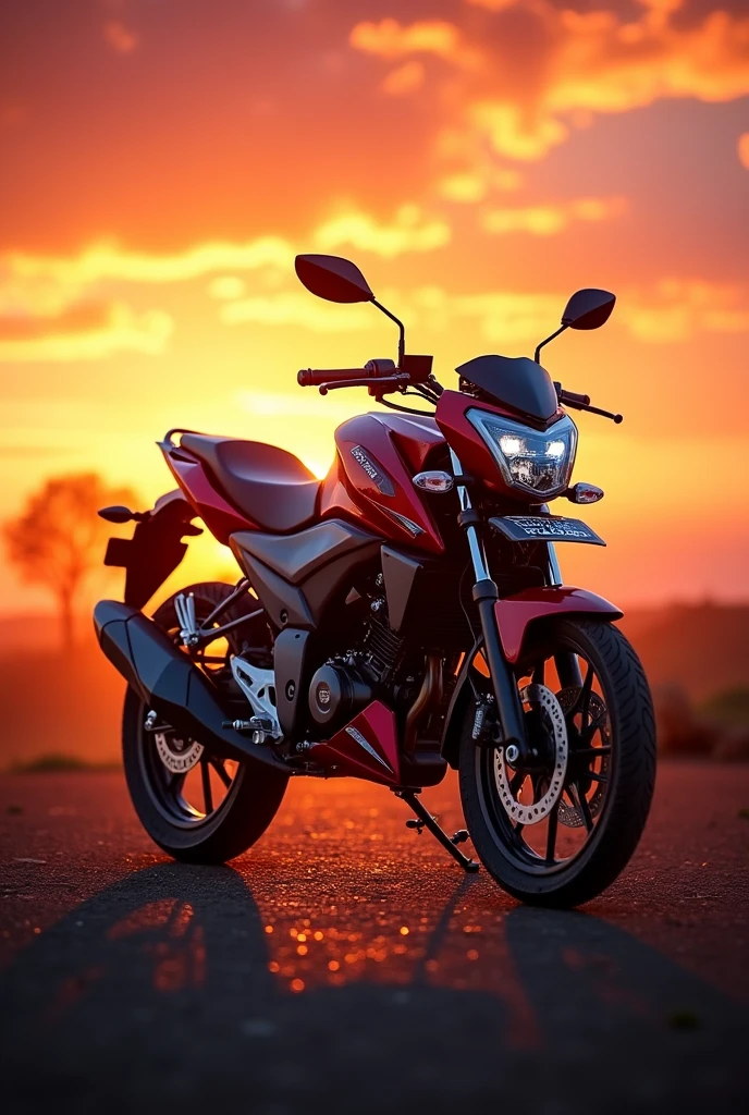 Pulsar 125 cc bike in sunset view