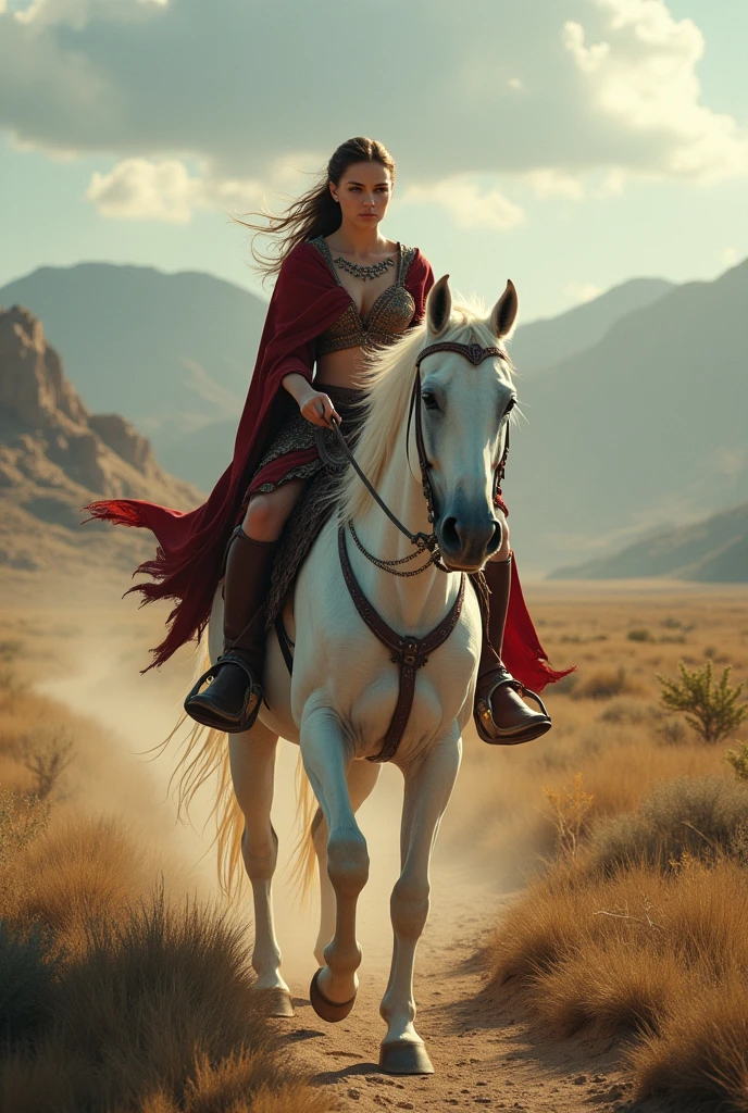 Masterpiece, Imagine a beautiful 1 female Amazon scythian warrior, fierce and fearless, mounted on a striking white horse, she embodies the essence of rebellion and resilience. She rides through the heart of a breathtakingly savage ancient Turkey landscape, she has a pale skin, blue-green eyes, light brown hair, slim body, small breasts. The wild terrain of ancient Anatolia surrounds her, serving as both home and battleground, a symbol of her tribe's enduring fight for survival. This is a moment frozen in time, capturing the eternal struggle of the Scythian horserider's tribe against the encroaching tides of time and change, 16K, ultra high res.photorealistic, UHD, RAW, (5th century BC vibes:1.1)