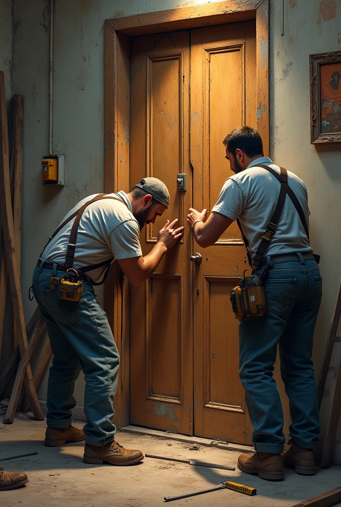 2 worker on door