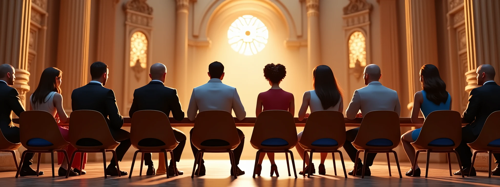 wide back view of successful entrepreneurs small crowd , sitting down in a majestic hall, pixar character, pixar renderman render, pixar octane render, pixar, as a pixar character, pixar portrait 8 k photo, depicted as a pixar character, pixar render, ideal pixar character, 3d model pixar render, render in pixar, by Pixar, pixar 3d render,