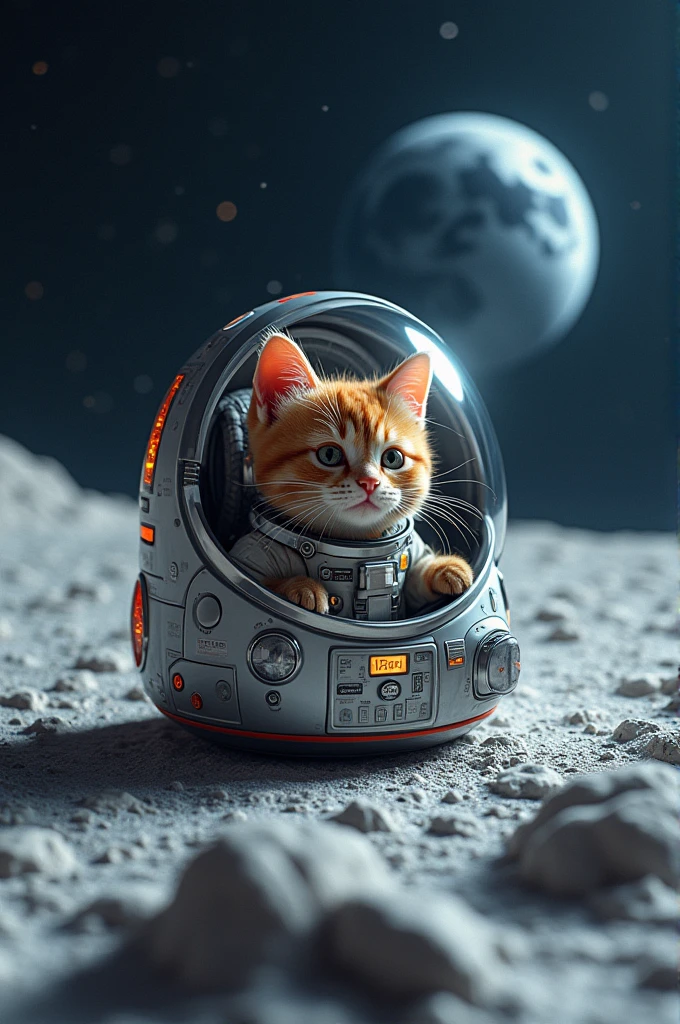 Cat in space craft moon