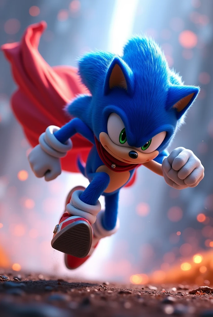 sonic avec une cape qui court plus vite que le temps