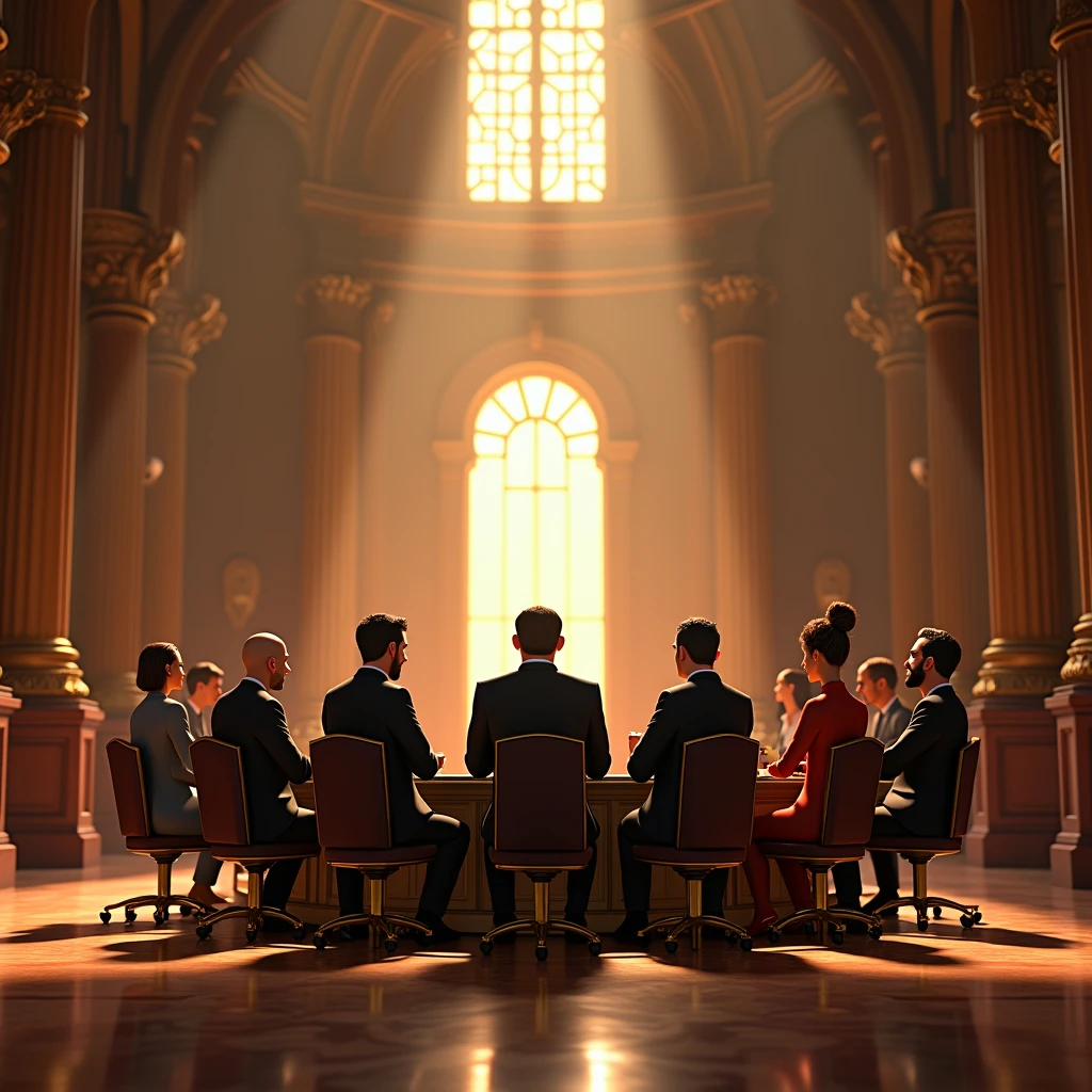 wide back view of successful entrepreneurs small crowd , sitting down in a majestic hall, pixar character, pixar renderman render, pixar octane render, pixar, as a pixar character, pixar portrait 8 k photo, depicted as a pixar character, pixar render, ideal pixar character, 3d model pixar render, render in pixar, by Pixar, pixar 3d render,