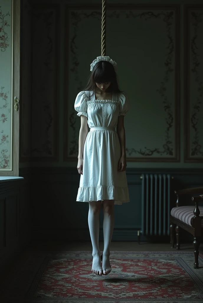 White stocking maid hanged herself to death