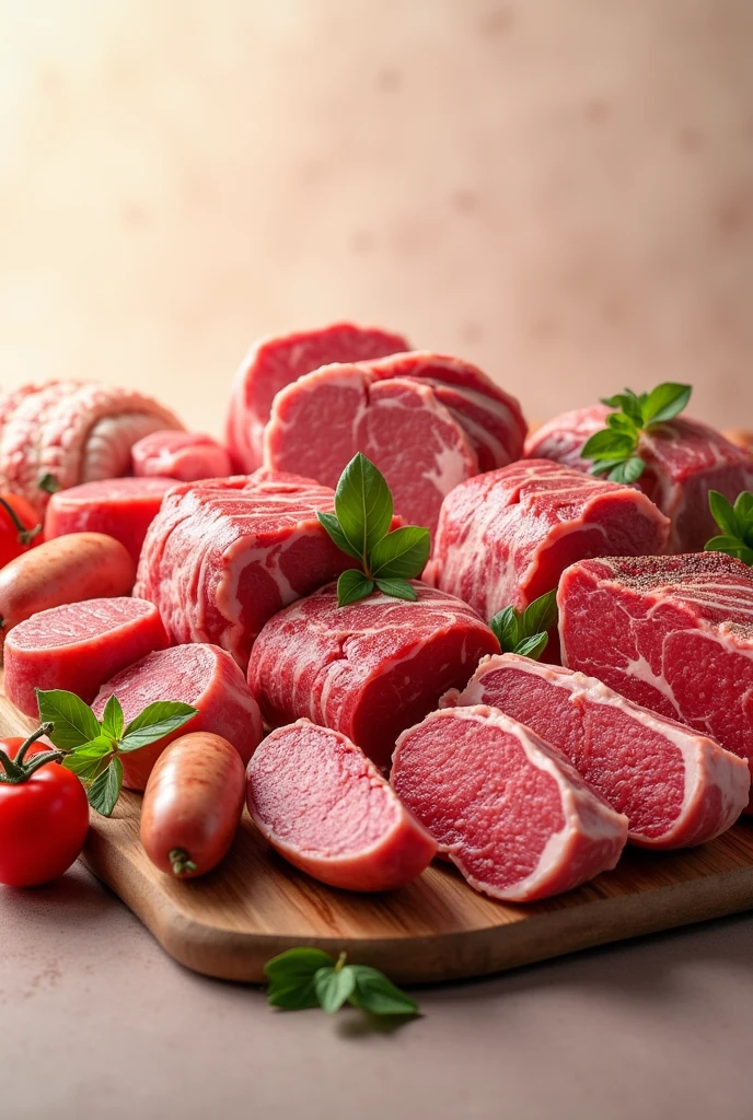 Background with various types of meat in horizontal format