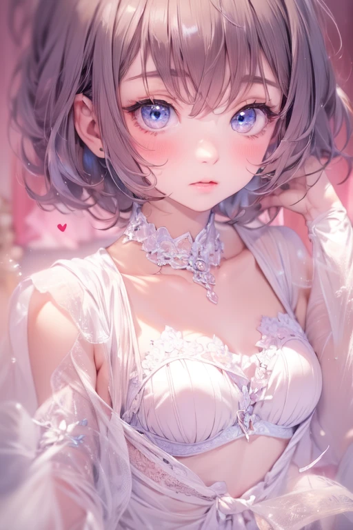 ((Highest quality)), ((masterpiece)), (detailed), A large amount:1.2),extremely detailed cute anime face, (((Flat Chest))), (Flat Chest:1.1),((((Short Bob Hair)))),Complex eyes,beautiful detailed eyes,Symmetrical eyes,(((detailed face))),beautiful detailed lips, If you look at this, (((Embarrassing))),(emotional expression),(My heart is pounding with anticipation.), A translucent white dress reveals her skin、String panties、Beautiful lace short bra,Aboard