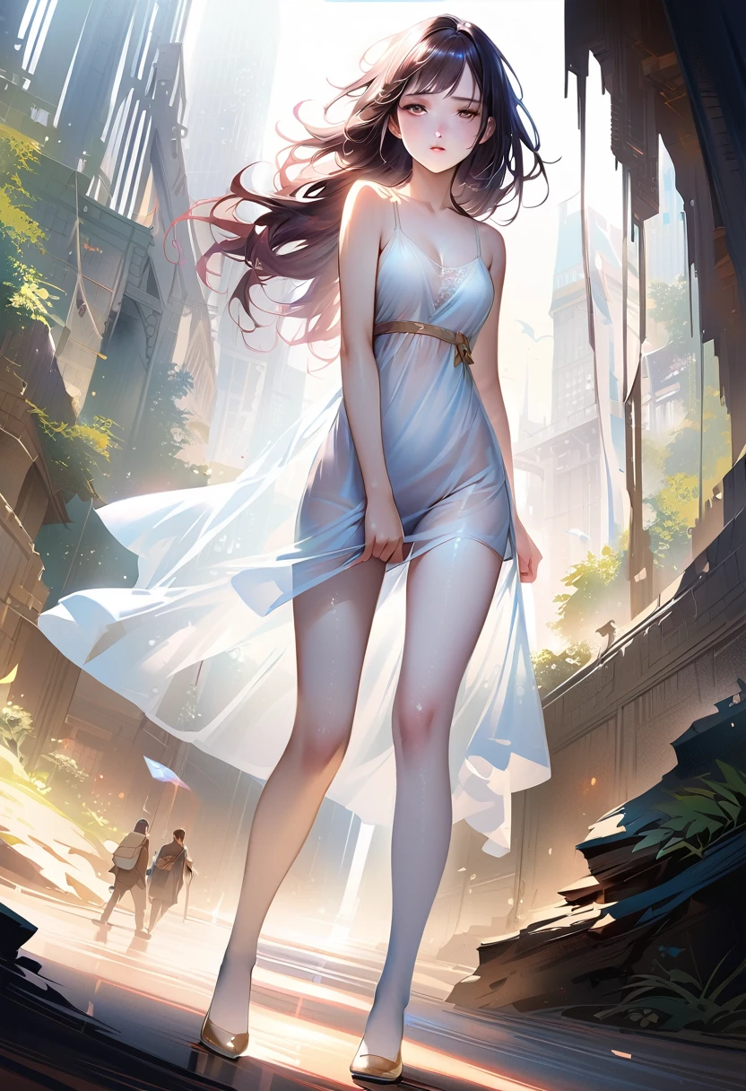 Low Leg、Low rise、Fearful expression、(((Realistic images)))、Translucent white skin、White camisole、((girl'The upper body is visible))、the skin is transparent、make the expression more realistic、thin, soft and smooth hair、Highlight wrinkles in clothing、Highest quality、High resolution、Extremely detailed 8K、 (Ultra HD、Very detailed、Very detailed、とてもRealistic、Ultra-realistic、Realistic)、one person's、One thumb、View 4 books、the lingerie you're wearing feels so soft and nice to touch....、Stagnation、A beautiful woman with a slim figure、platinum blonde hair reaching her waist、Gray Eye Room、Chic monochrome room、Foliage plant