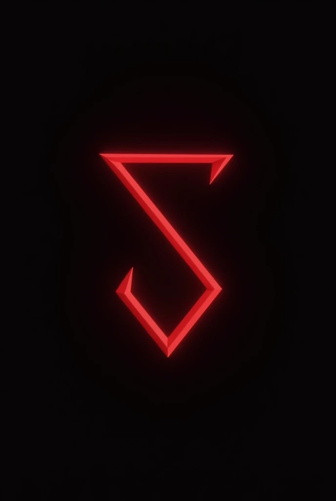 Make an s with an inverted triangle shape, red with a black background, a straight s letter s 