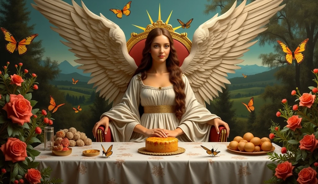 🖼️
🎨️
📐
✨
long shot scenic professional photograph of long shot scenic professional photograph of Creating random replicas of the classic historical masterpieces of Leonardo da Vinci in 'The Last Supper' superhit painting style, Ultra-High Definition, 64k resolution oil painting without a frame, using full dimensions of the selected resolution to fit the artwork image, medieval era innocent looks, finely detailed to perfection, art-punk, Arabic style, countryside background, art germ, high-octane. A portrait of a Rainbow of Butterflies and Daffodils with a beautiful virgin goddess nymph winged angel in the Garden of Heaven in the Paradise, goddess nymph winged angel is a Blessed Cosmic Virgin Heavenly Bride of Holy Christ and is an exact replica of the sketch of a supermodel Mona Lisa, happy smiling face, Sitting on a Queen's luxurious Heavenly Cushioned Chair of Paradise, Vatican looks and style, a precise copy of the conceptual legendary colorful Garden of Heavenly Paradise with rainbow hummingbirds and butterflies flying around, red roses and daffodils in the Heavenly Garden of Paradise with colorful random fruits on trees, a sketch of hummingbirds, butterflies, roses and daffodils is created with attention to the minutest detail, an unreal engine, ultimate beauty pro max, a quantum leap in artwork, magnificent miracle, unmatched quality, unmatched style, uniqueness to perfection, relaxed, bingo, illuminated, radiated with light, magnetic, extraordinary, a master stroke of a legendary brush, the artwork of a genius, a perfect sense of proportion and judgment, a tribute to a legendary master artist, super realistic, superhit, random dynamic poses, random smiling styles, random makeups, and random styles, vibrant 256k colors, ultimate art, extraordinary level portrait painting, master craftsmanship of sketching beautiful human female hands with strictly 4 symmetrical natural fingers on each hand in extremely minutest detail of care applied, GEFORCE RTX GPU magic