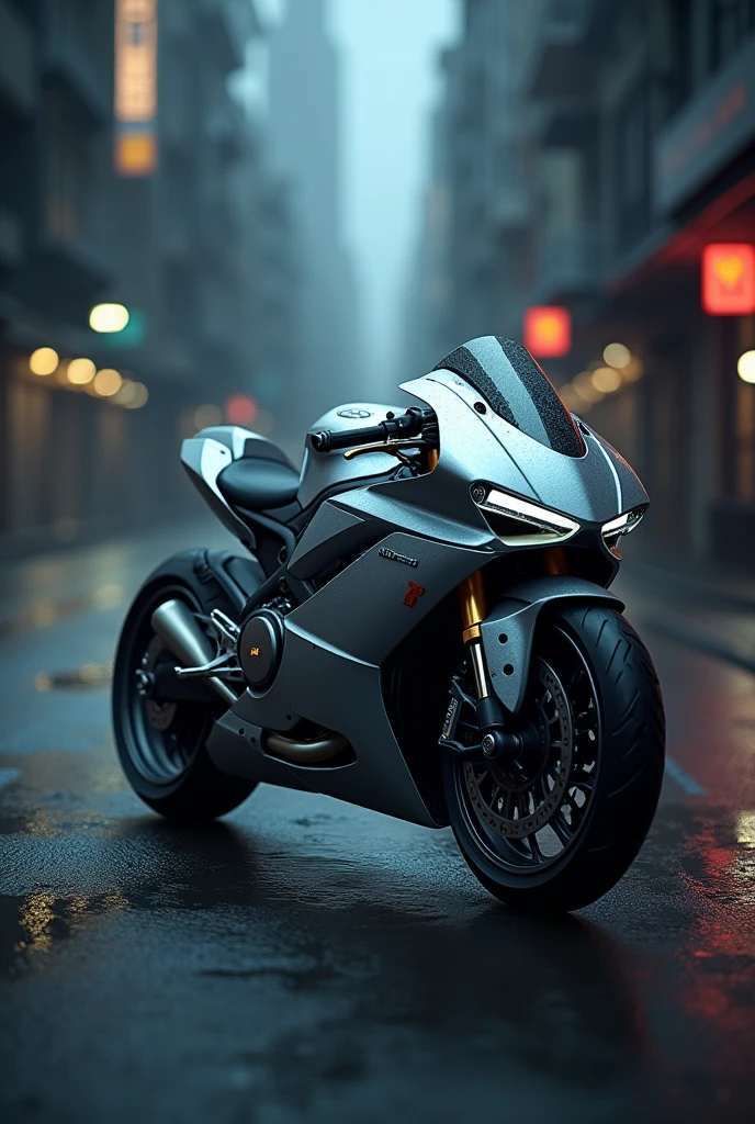 Silver moter bike dark night