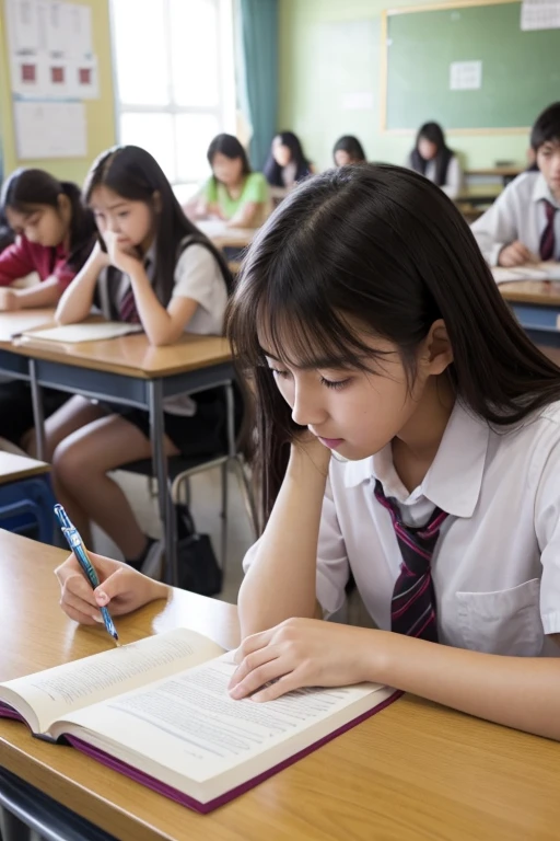 High school students struggling to pass the university entrance exam