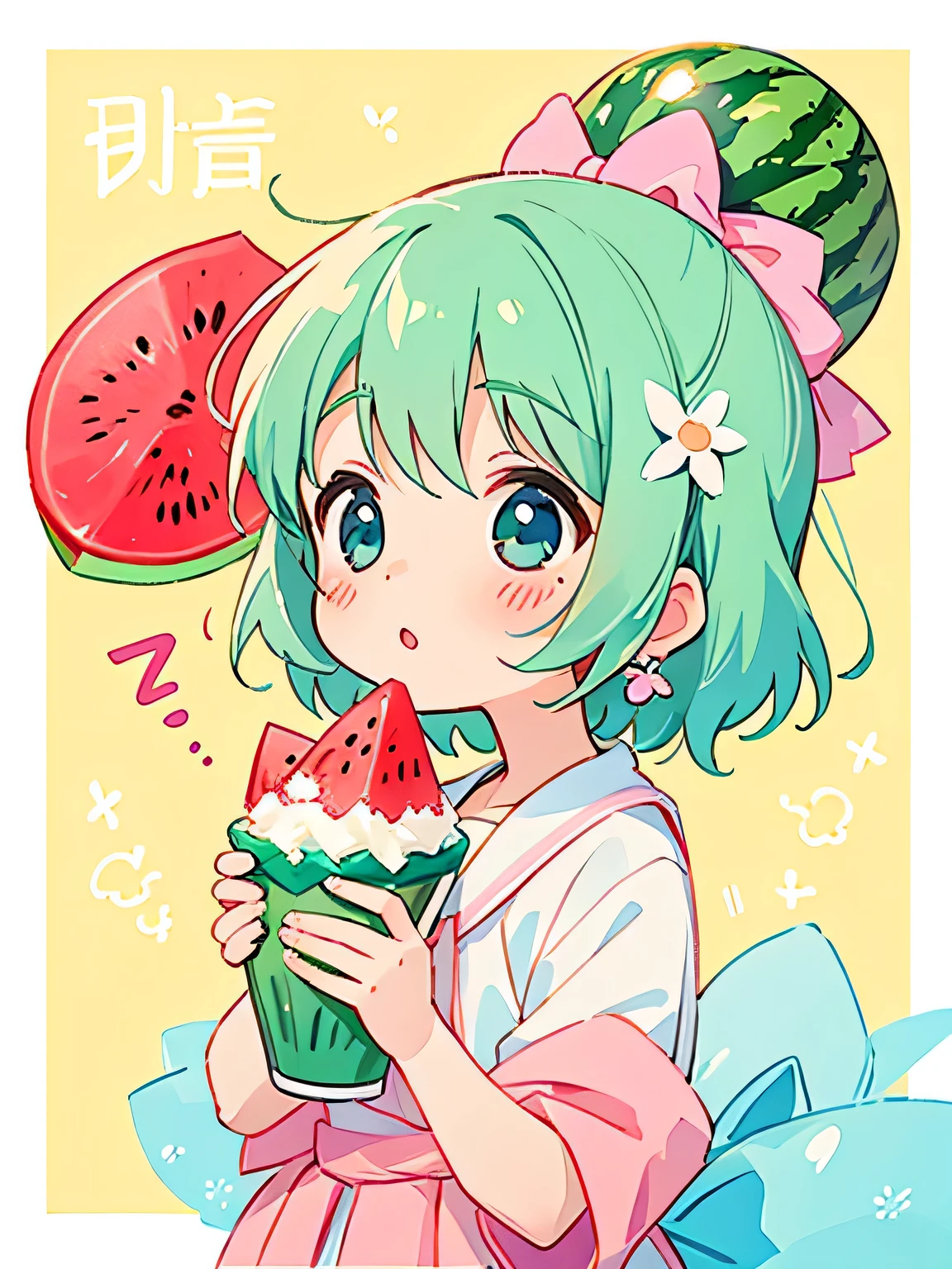 Seizo Watase style, Kawaii Design, Watermelon shaved ice