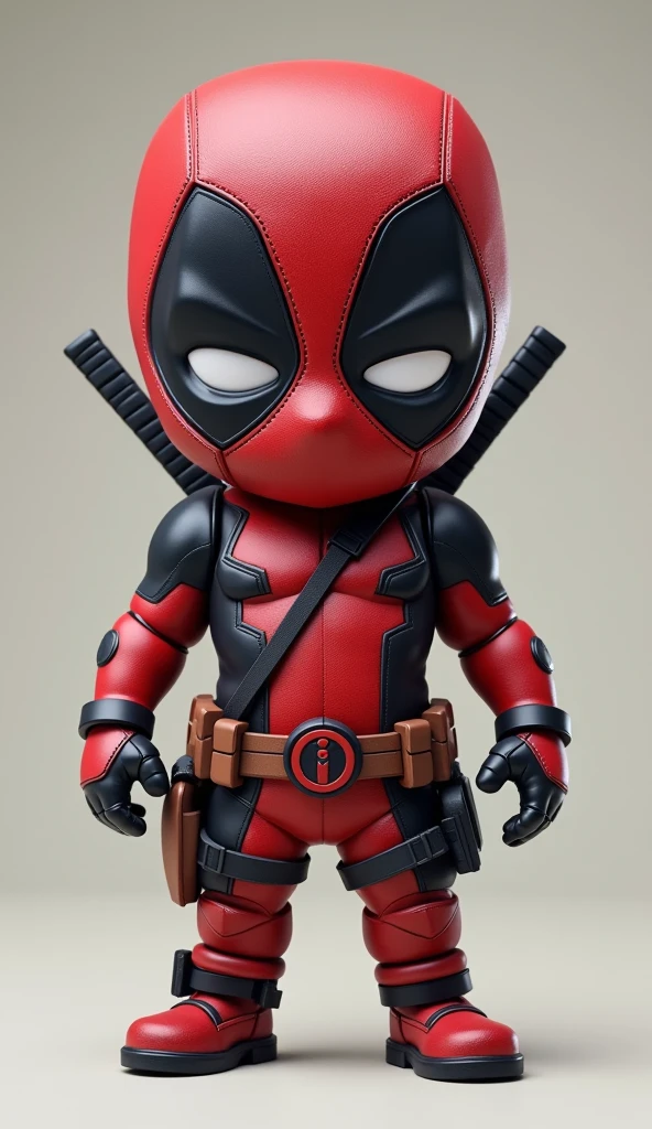 Deadpool's head, human body shape, a pair of big shining eyes, face and body facing me, full body photo, Q version cute character