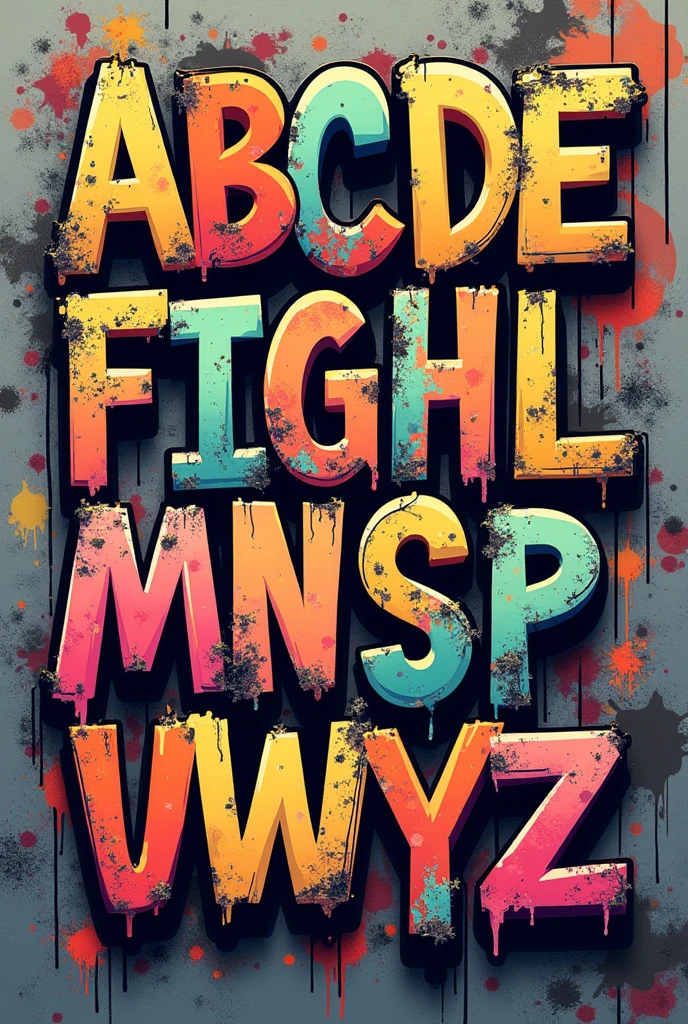 **positive prompt**
All the text in this order “A B C D E F G H I J K L M N O P Q R S T U V W X Y Z", graffity style for the letters, street art back ground,