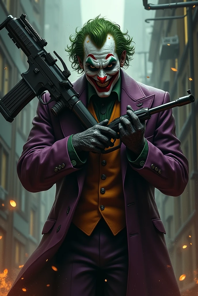 Joker in the midst of angry crowd bringing those with a thirst for justice to himself... Realistic in 4K. Chaotic scenery --auto --s2