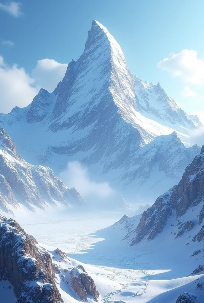 High snow mountain 8k ultra realistic landscape ultra textures