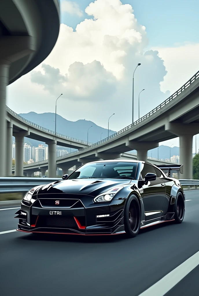 Nissan skyline GTR R35 in high way Add bodykit and Add spoiler