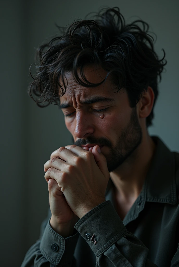 A man is crying