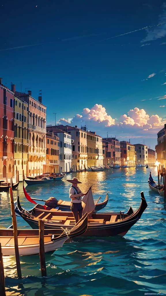 There are people rowing boats on the sea in Venice