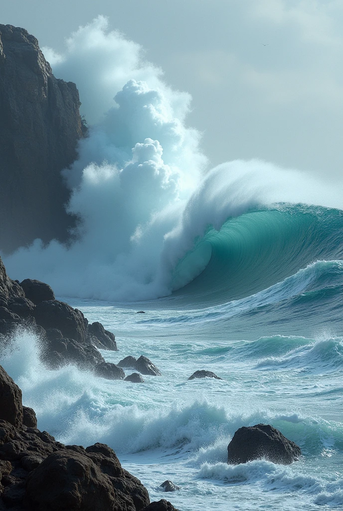 the rough, high waves,