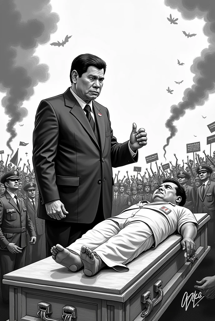 Rodrigo Duterte on marcos burial editoryal cartooning