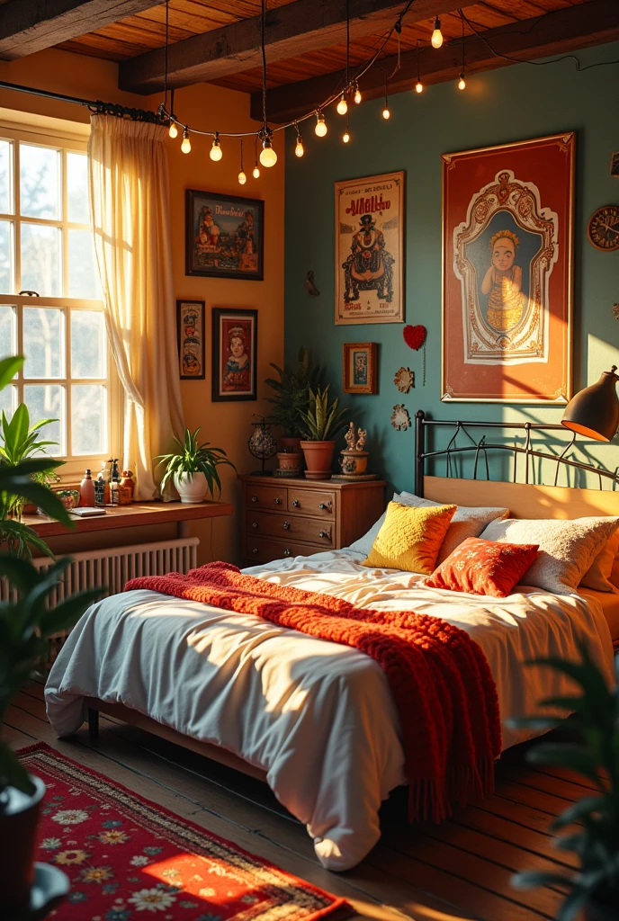 Hipster bedroom with lots of decor and figure collection of smiski and ambient lighting make it really cozy and make the room a bit spacious