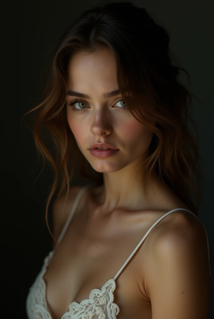 Cleavage,Photography of,K HD,cute ,gaze at the camera,is shy,dark background,Soft warm light,deep shading,Expensive cameras,Portrait film,winning work,tmasterpiece, taking a bath
