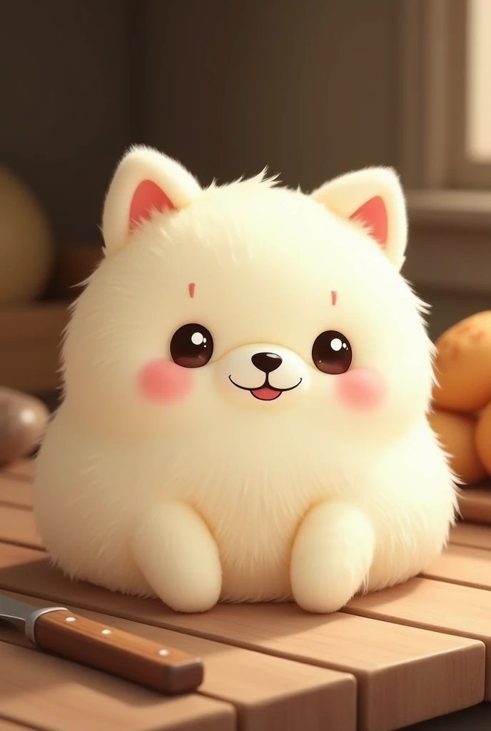 White Pomeranian-shaped bread, More details More details, Genuine, Genuine,Ears are short and rounded