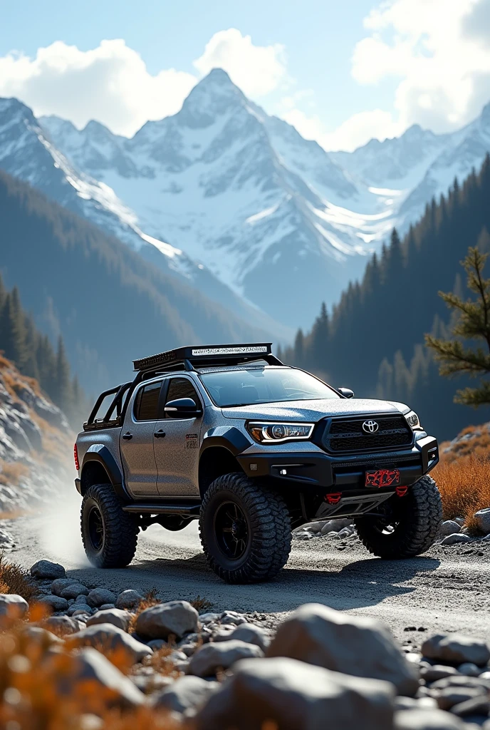 TOYOTA HILUX REVO in mountain of japan Add bodykit and Add spoiler