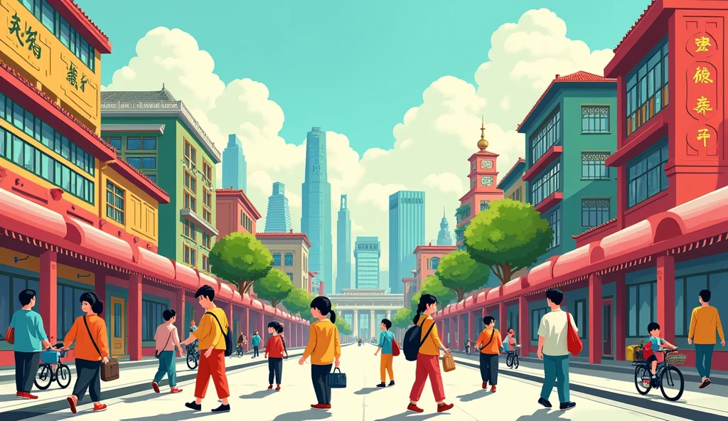 Cartoon Style，Wuhan