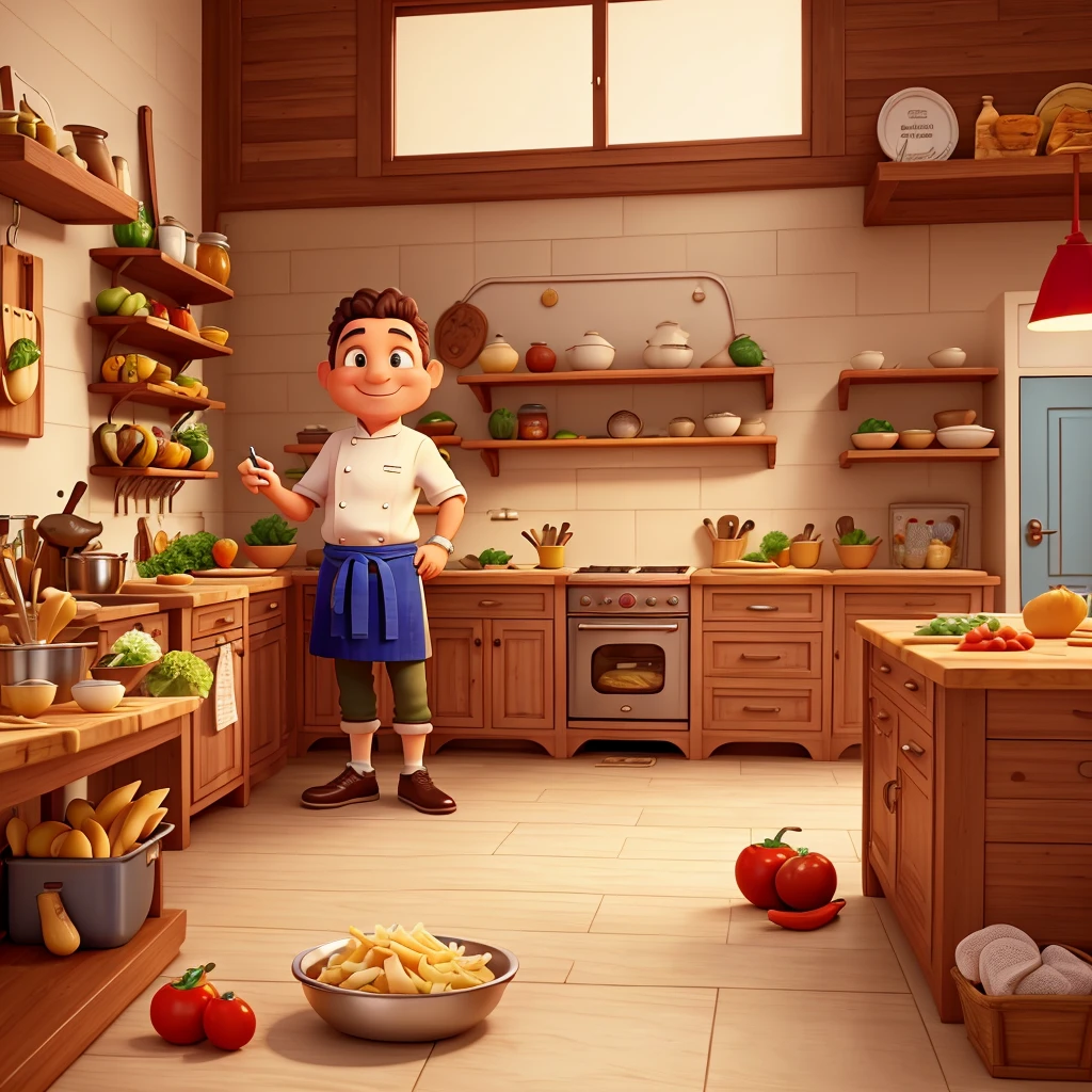 Here’s a prompt for creating a cartoon about cooking within a 3-minute time frame:
"Design a short, 3-minute cartoon featuring a lively chef preparing a quick and tasty meal. The chef, dressed in a classic white chef’s outfit, is in a cozy kitchen filled with colorful ingredients and tools. The cartoon begins with the chef quickly gathering ingredients like vegetables, pasta, and spices. The chef chops, stirs, and seasons the dish with swift, exaggerated motions, showcasing the entire cooking process in a fun and energetic way. The kitchen is full of vibrant colors and has a warm, inviting feel. The cartoon should capture the excitement of cooking, using humorous moments, like the chef accidentally spilling spices or a pet trying to sneak some food, and ends with the chef proudly presenting the finished dish."