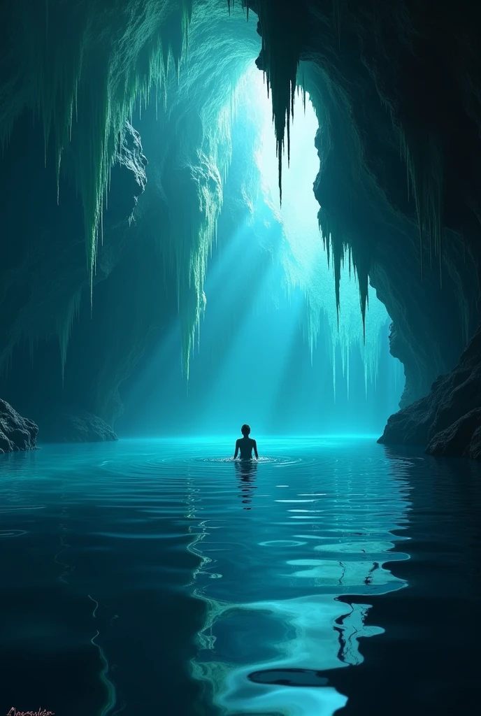 swimming in a cave 