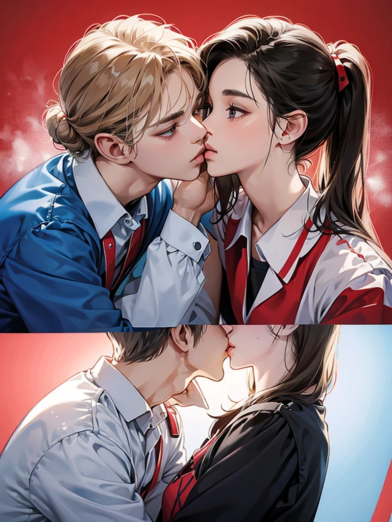Nurse and soldier kissing