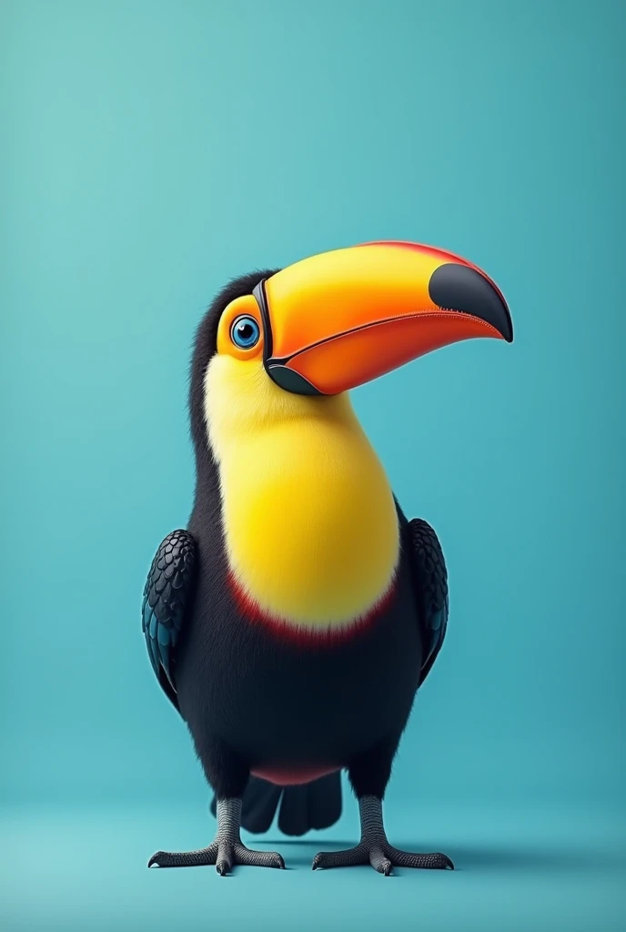 Curious toucan on blue background