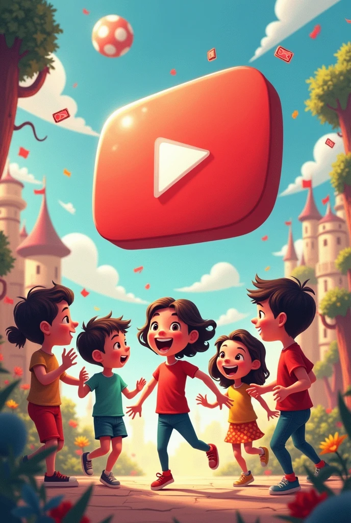Kids with youtube subscription botton
