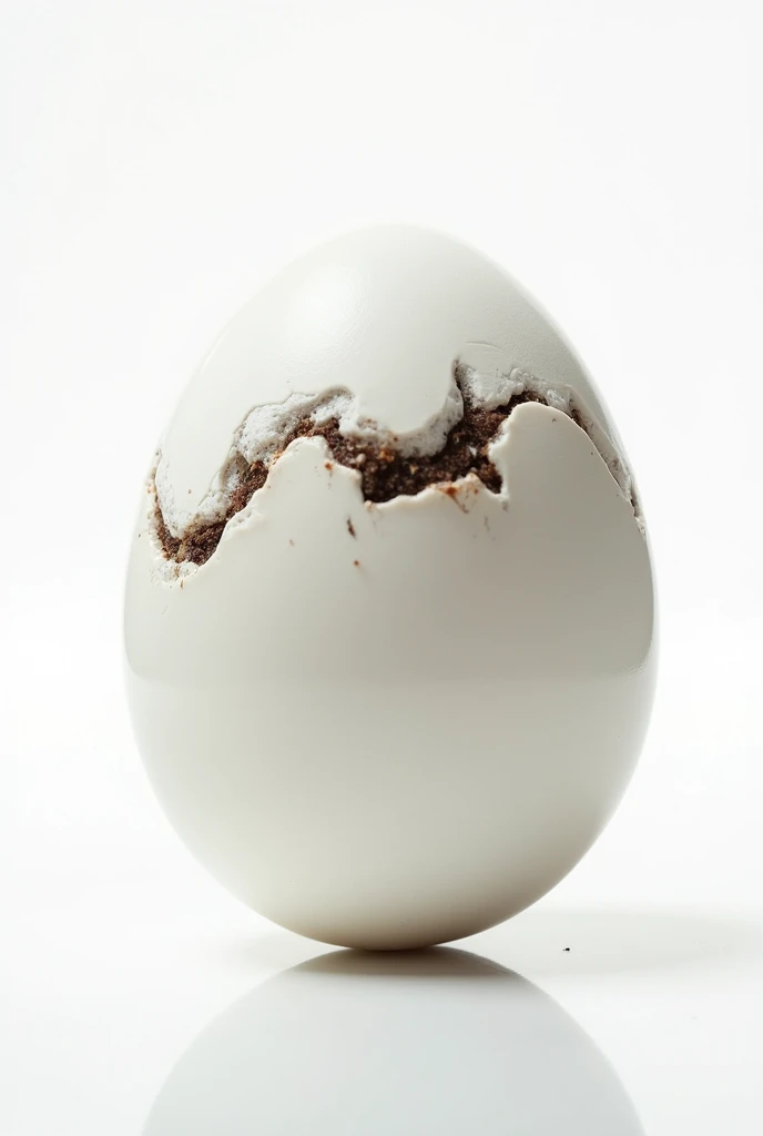 Hyper realistic hoto of undamaged egg in white backkground, close up, short dark body hair growing from it's pores
