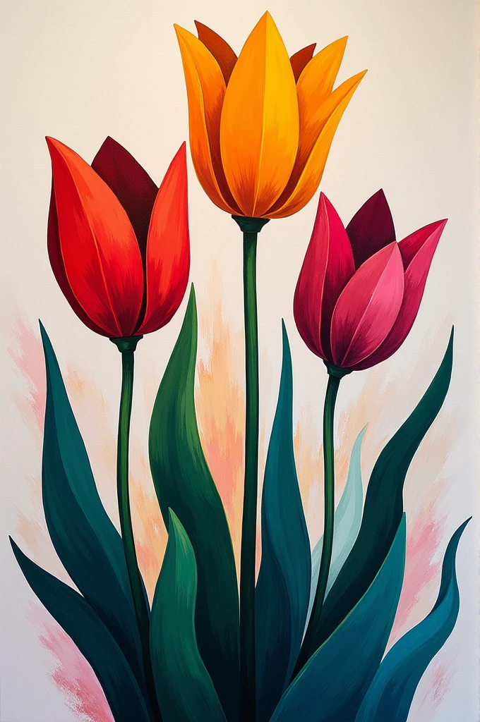 can u make a tulips abstraction cubism artwork that is easy to made by a grade 8 student