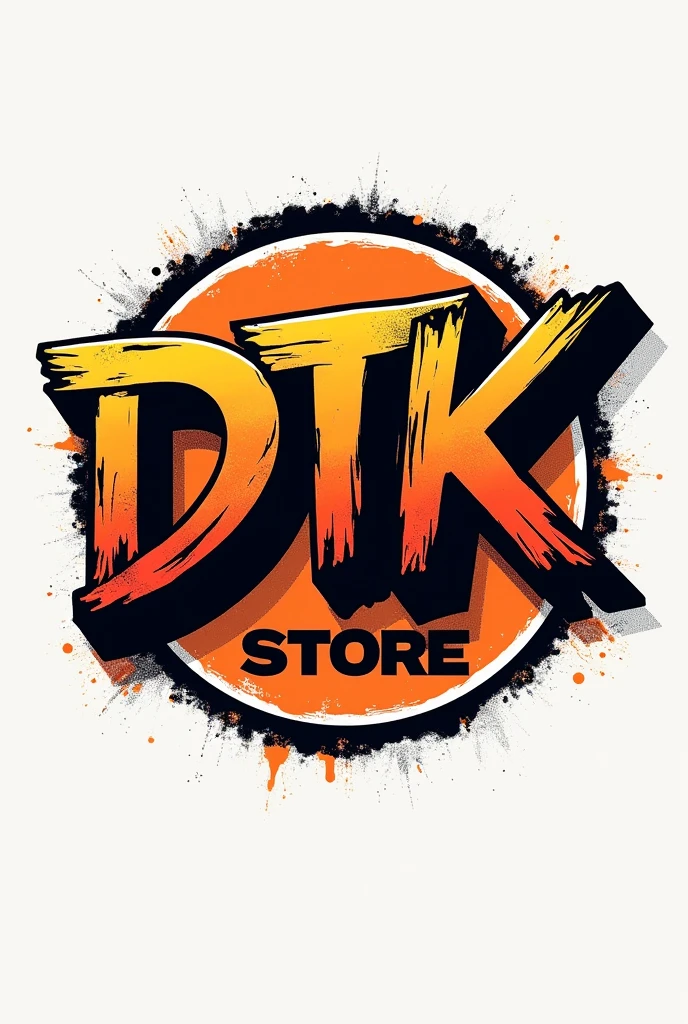 Make logo of DTK word hiphop90s style add store smallfont at the buttom and circle around