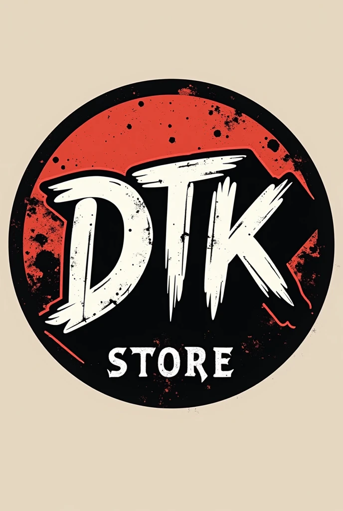 Make logo of DTK word hiphop90s style add store smallfont at the buttom and circle around