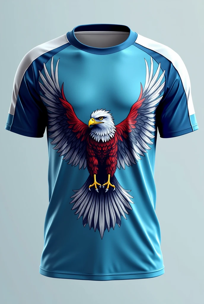 Interclass t-shirt with a hawk front and back Corees: sea blue, white and red 