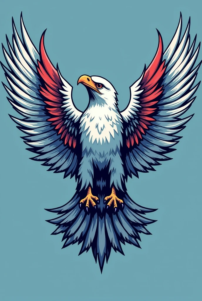 Interclass t-shirt with a hawk front and back Corees: sea blue, white and red
